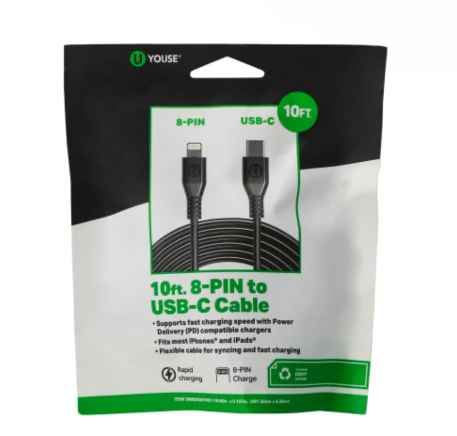 4B 10 inch 8 pin USB-C Fast Charging cable - 4B Gadgets