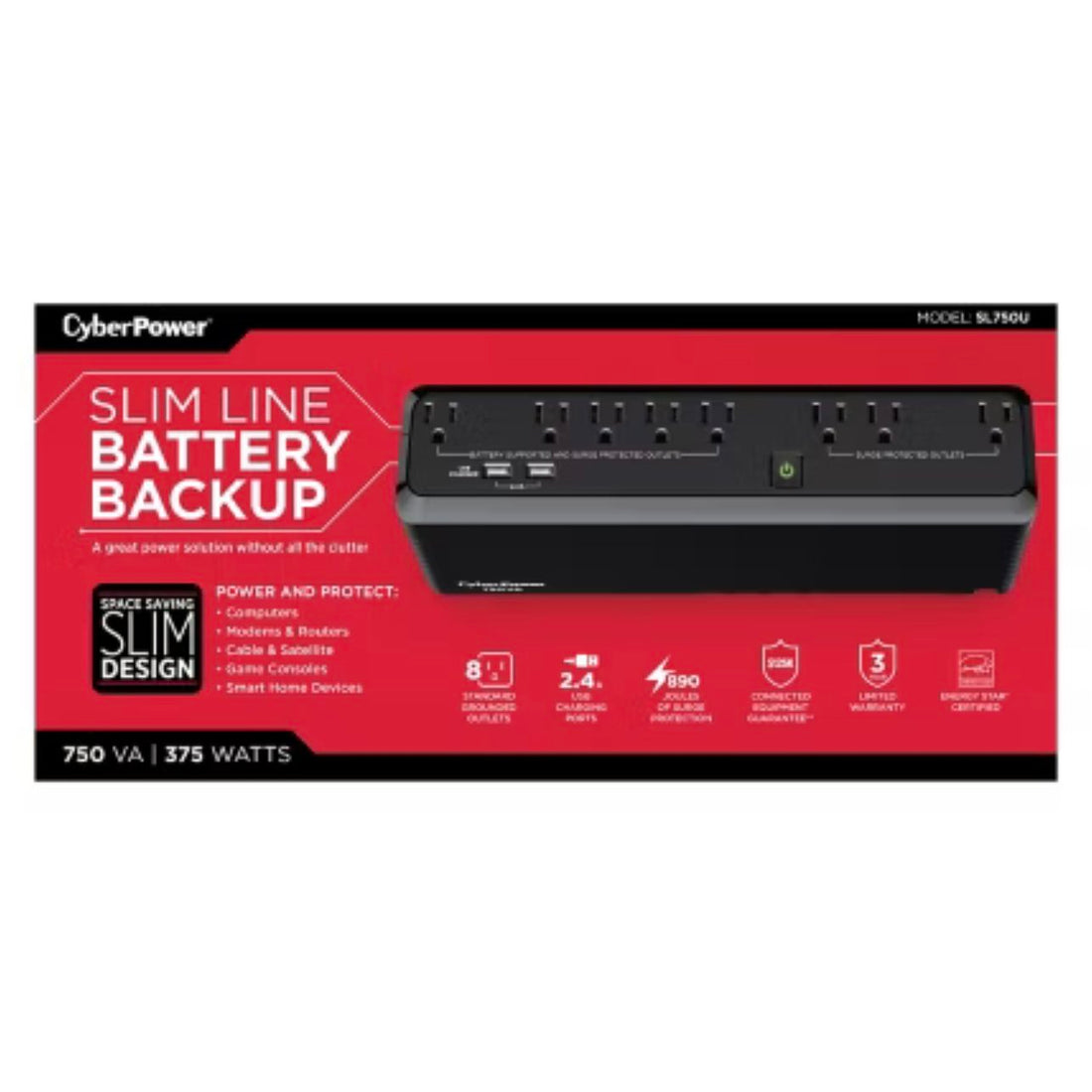 CyberPower Slim Line Battery Backup - 4B Gadgets